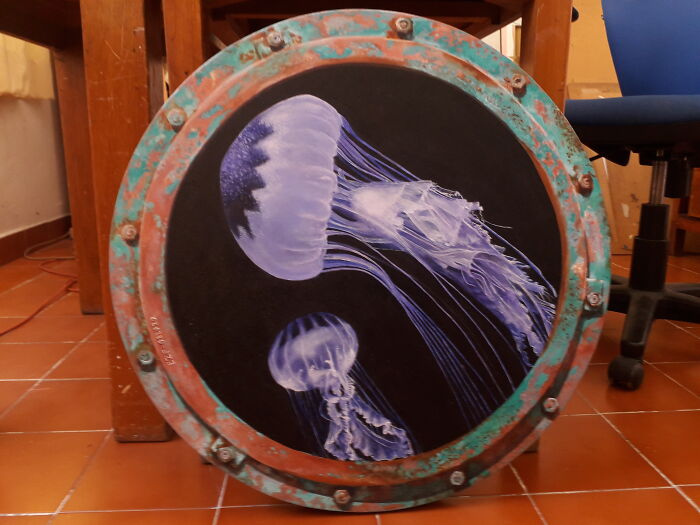 A Gift For My Boyfriend Oil Painting On Round Canvas