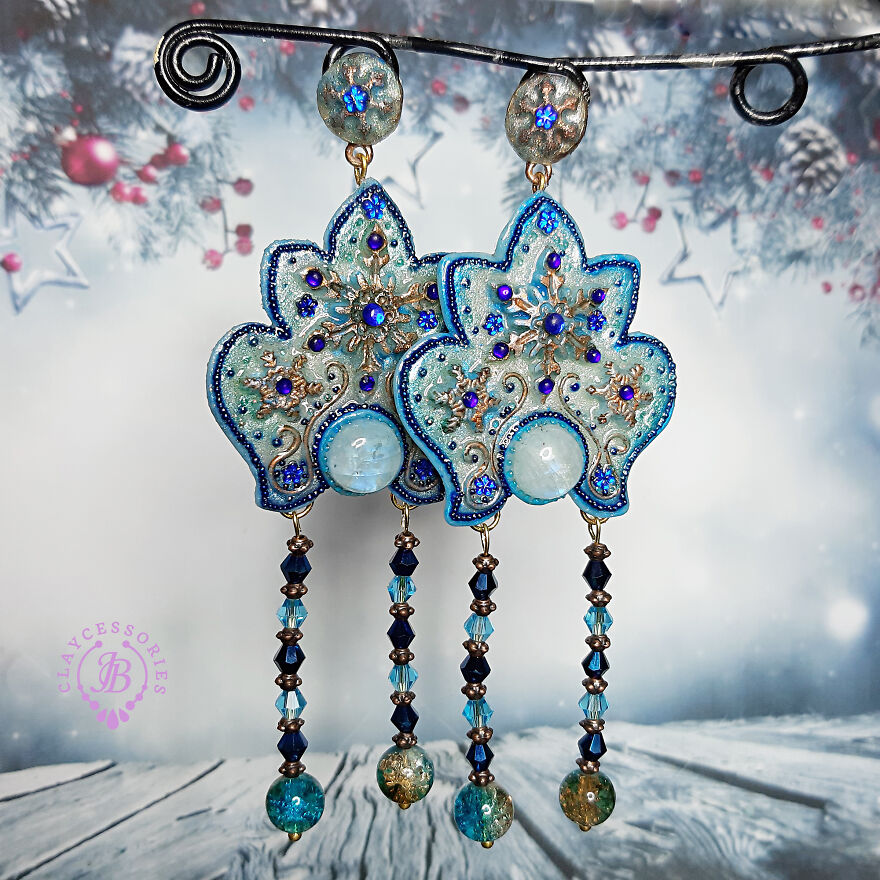Earrings Made In The Style Of Russian Traditional Headwear