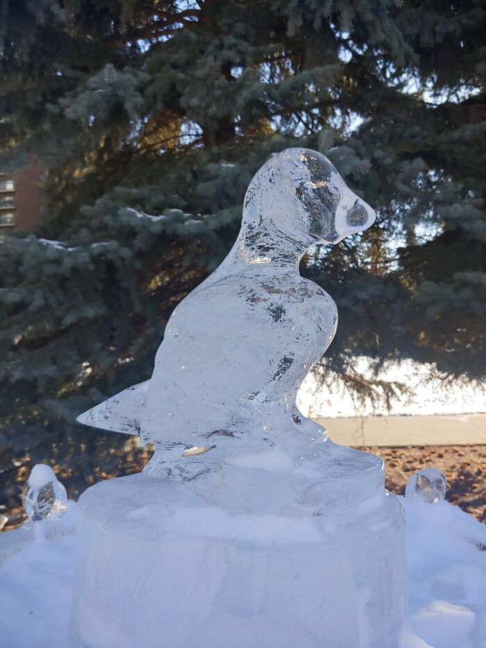 An Ice Sculpture In The Park Near My House.