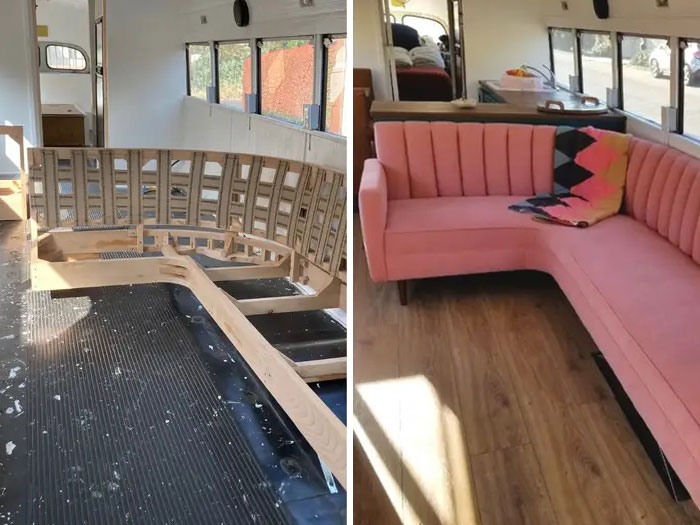 Couple Bought A School Bus For $7,500, Spent Another $42,500 To Transform It Into A Cool 298 sq ft House On Wheels Couple Bought A School Bus For $7,500, Spent Another $42,500 To Transform It Into A Cool 298 sq ft House On Wheels