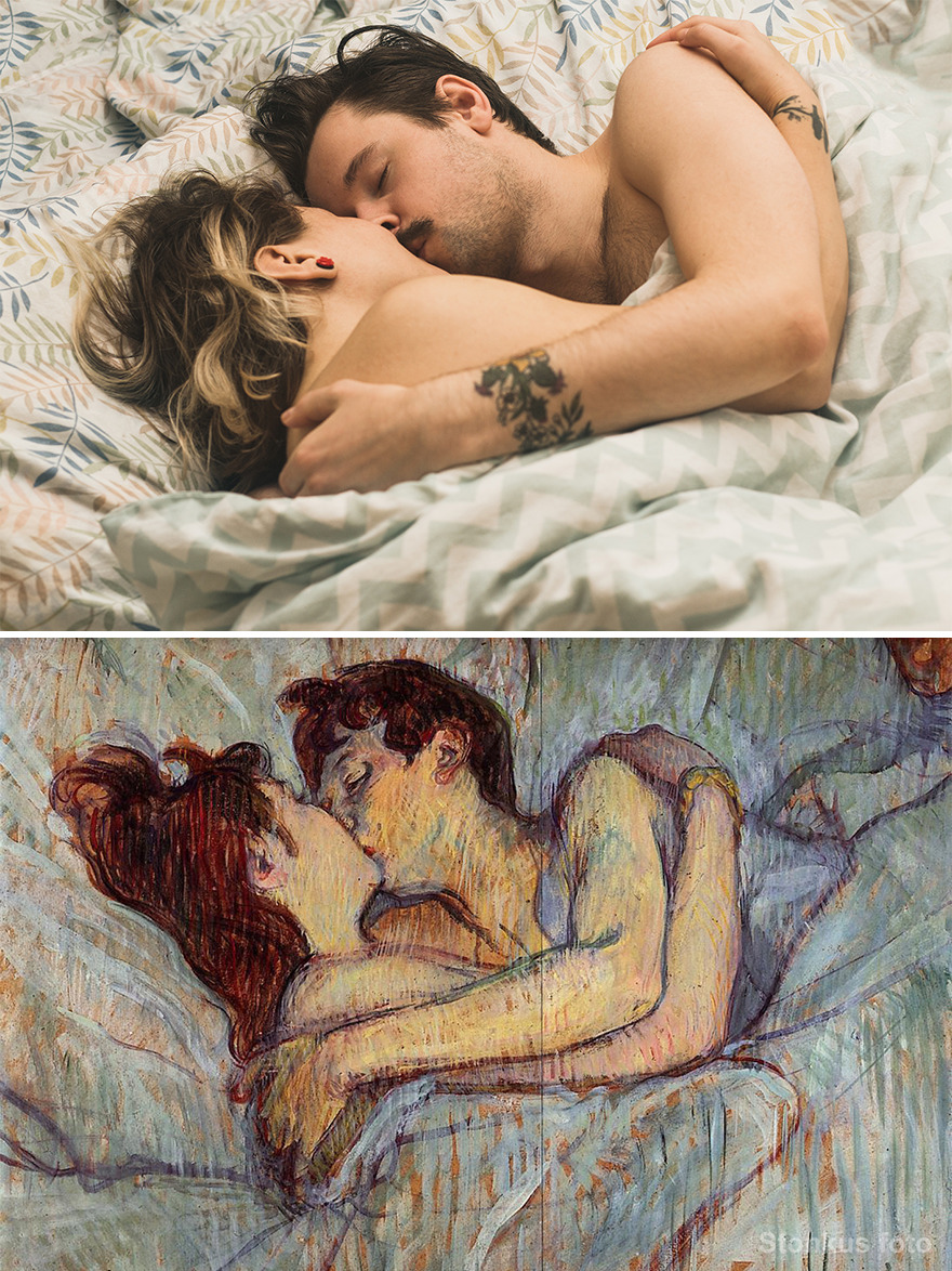 Henri De Toulouse "In Bed, The Kiss" (1892)