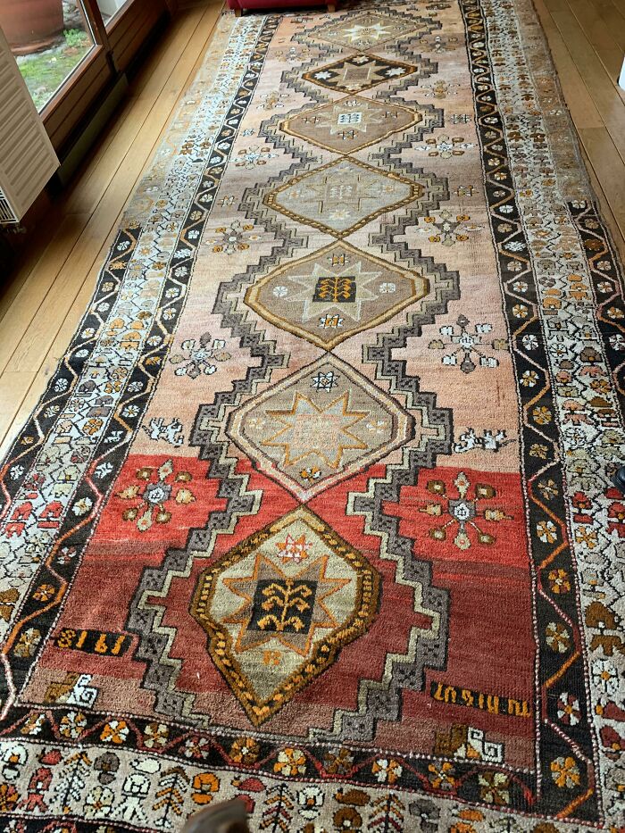 This Carpet (Bought In 1992) Lost Its Red Where It Was Exposed To Sunlight