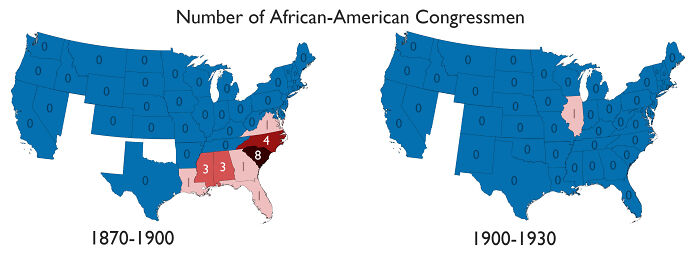 African-American Congressmen By State, 1870-1930