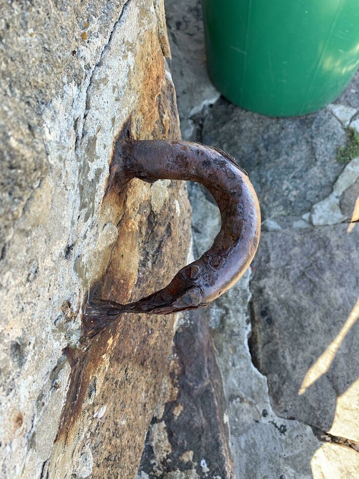 This Metal Ring To Tie Boats To In A Harbor