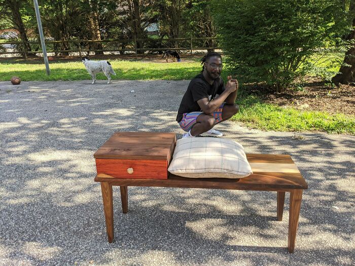 Tough Build For Me But I Finished It. Maple, Walnut, And Padauk Entry Bench