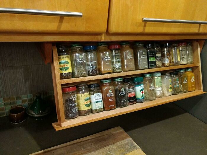 Fold-Down Under Cabinet Spice Drawer