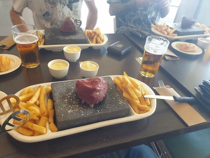 Steak Which You Cook On A Concrete Brick