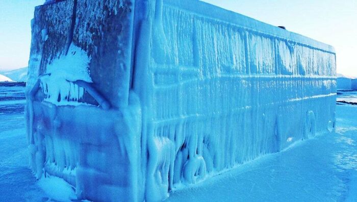 Abandoned Bus In Svalbard, Norway