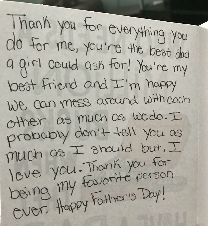 My Father’s Day Card From My 16 Year Old Daughter