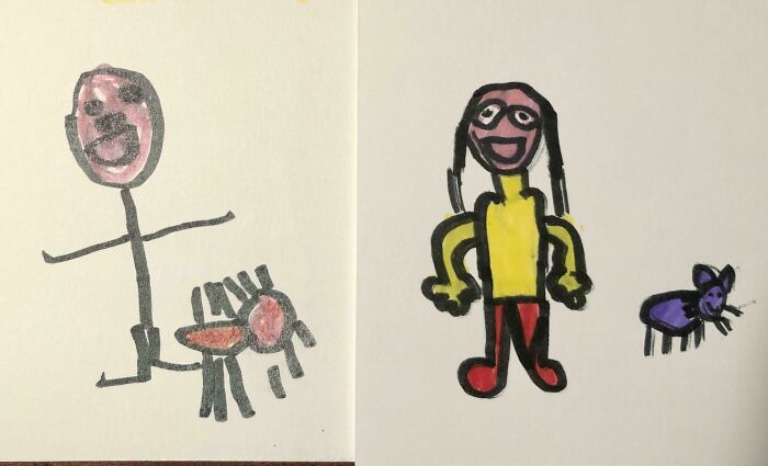 My Nephews Each Drew A Picture Of My Cat And Me For My Birthday! It’s Brought Me A Lot Of Joy This Week