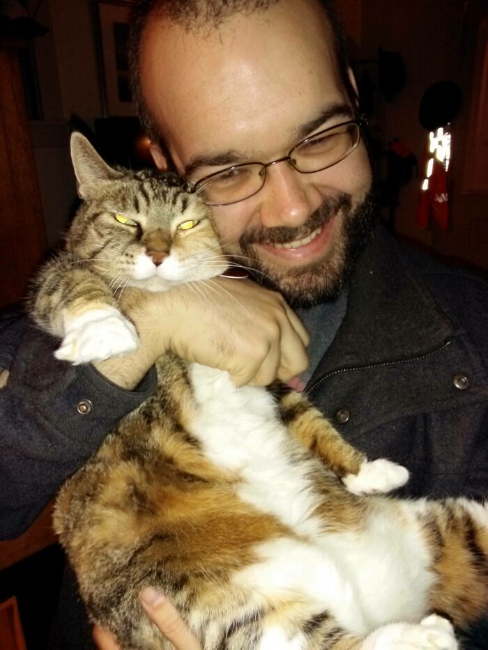 Roommate Likes To Get Drunk And Insist The Cat Cuddle With Him. Cat Is Not A Fan