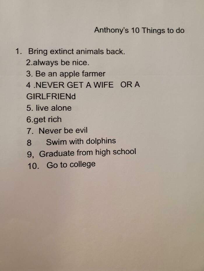 My 10 Yr Old Nephews Goals