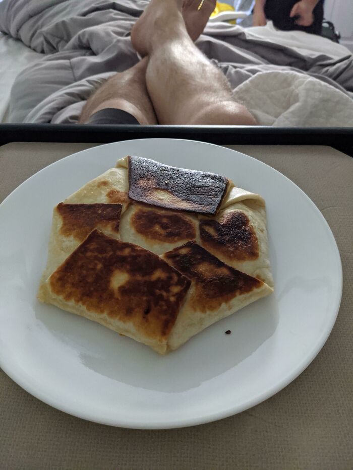 My 8 And 12 Year Old Kids Served Me Homemade Crunch Wrap Supreme In Bed For Father's Day