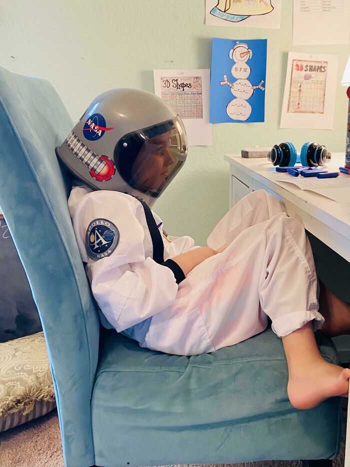 My Son Dressed Up For Virtual Tour Of The Moon