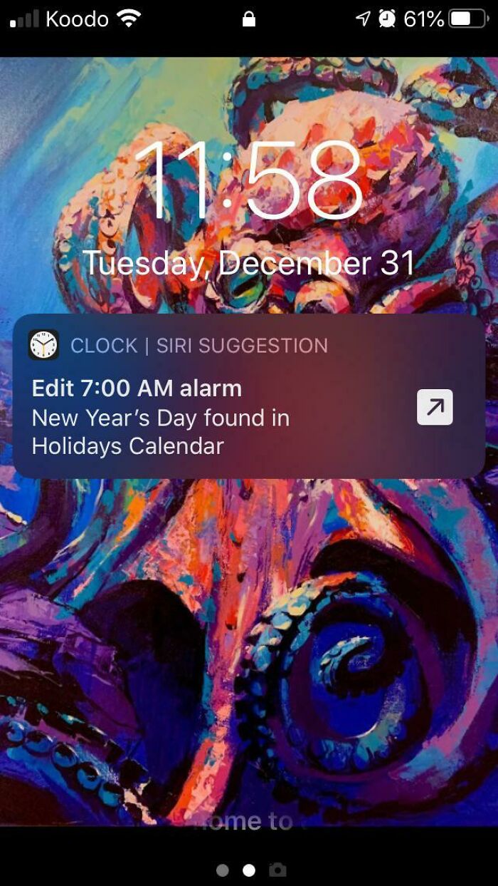 My iPhone Asked If I Wanted To Change My Early Alarm Because People Generally Stay Up Partying On New Year’s Eve