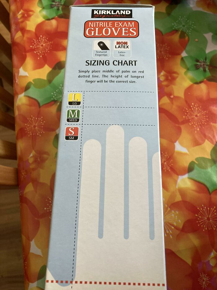 Costco’s Glove Boxes Have Size Charts On The Side To Get The Best Size To Fit Your Hand