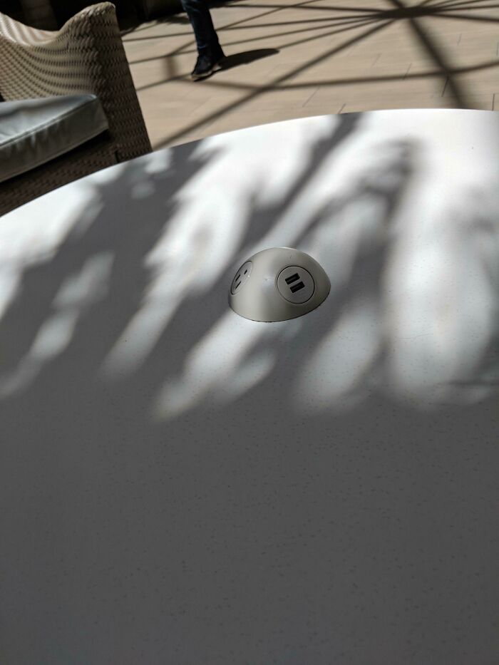 Not Sure If This Really Counts But This Mall Included These Charge Ports At Every Table. Pretty Convenient