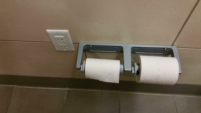 There Are Power Outlets In The Stalls At My Work's It Department Restrooms