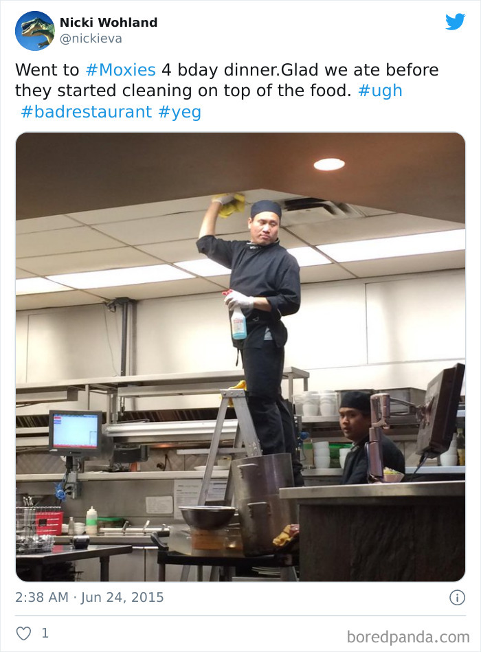 Glad We Ate Before They Started Cleaning On Top Of The Food