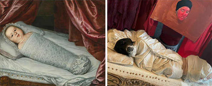 Portrait Of The Infant Cosimo Lll De’ Medici In Swaddling Clothes, 1642 By Justus Sustermans vs. Portrait Of The Infant Finnegan Dorman In Swaddling Clothes, 2021
