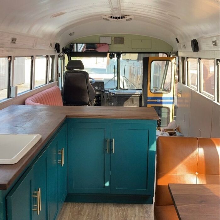 Couple Bought A School Bus For $7,500, Spent Another $42,500 To Transform It Into A Cool 298 sq ft House On Wheels Couple Bought A School Bus For $7,500, Spent Another $42,500 To Transform It Into A Cool 298 sq ft House On Wheels