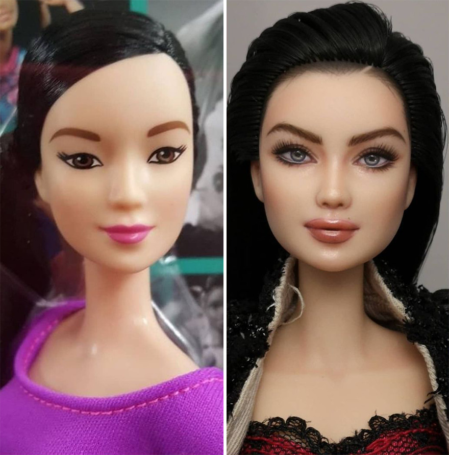 Artist Remakes The Dolls' Makeups To Make Them More Realistic