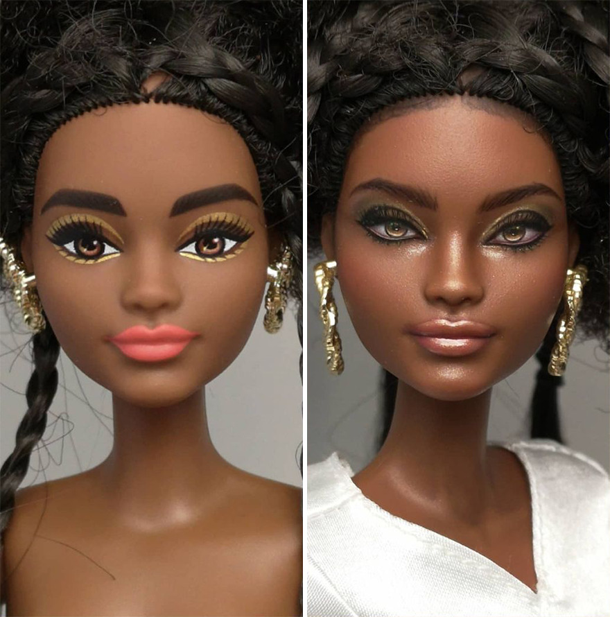 Artist Remakes The Dolls' Makeups To Make Them More Realistic