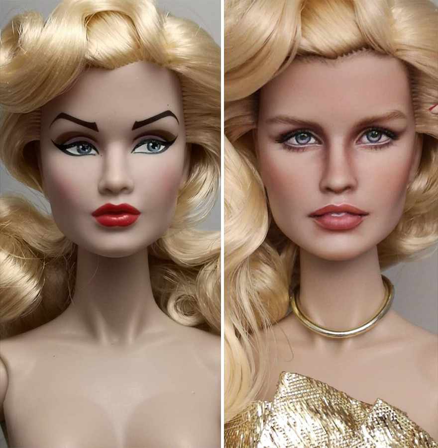 Artist Remakes The Dolls' Makeups To Make Them More Realistic