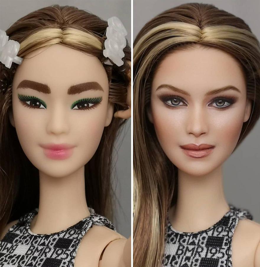 Artist Remakes The Dolls' Makeups To Make Them More Realistic