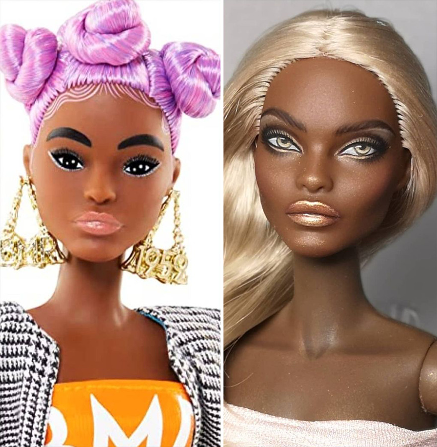Artist Remakes The Dolls' Makeups To Make Them More Realistic