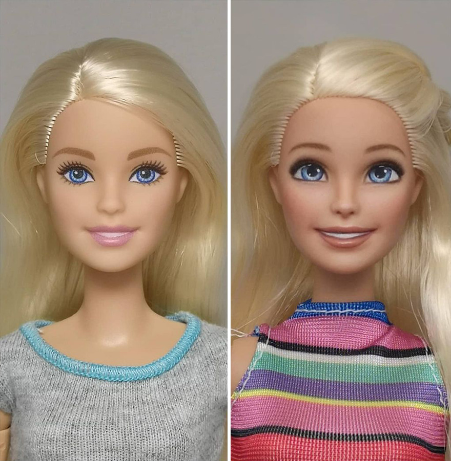 Artist Remakes The Dolls' Makeups To Make Them More Realistic