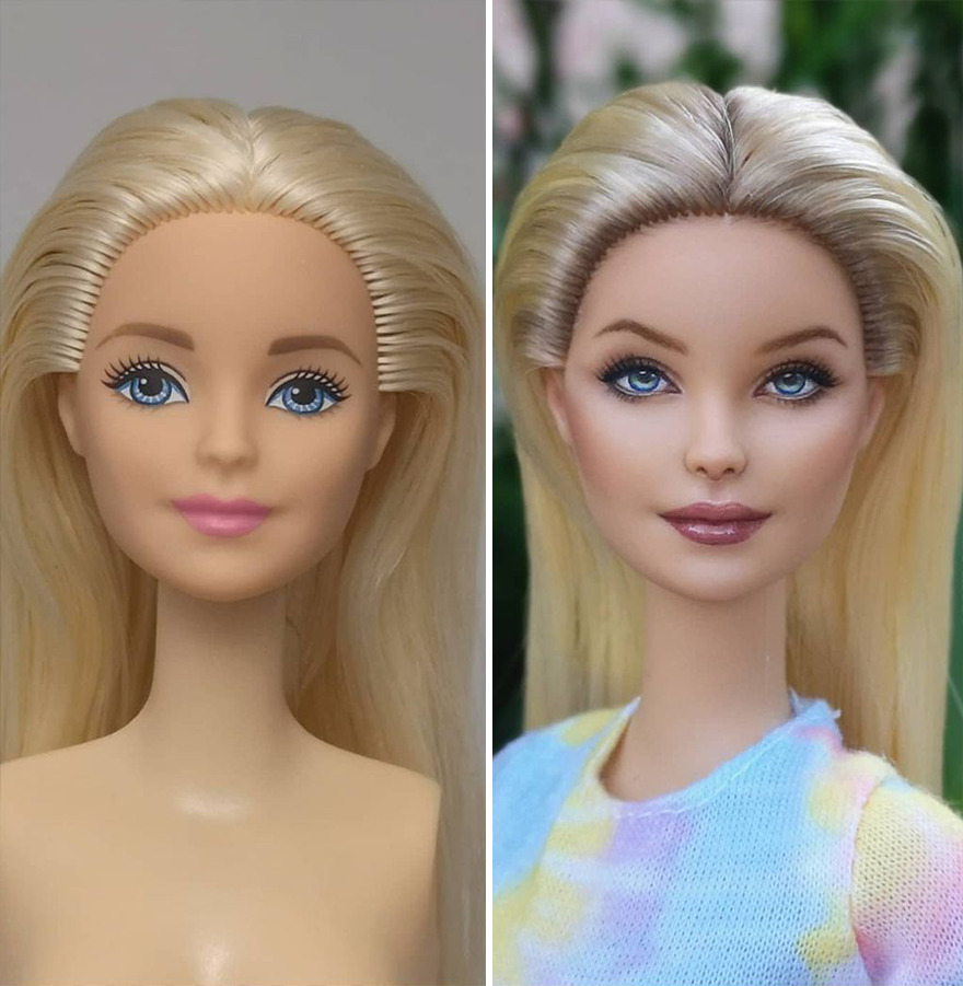 Artist Remakes The Dolls' Makeups To Make Them More Realistic