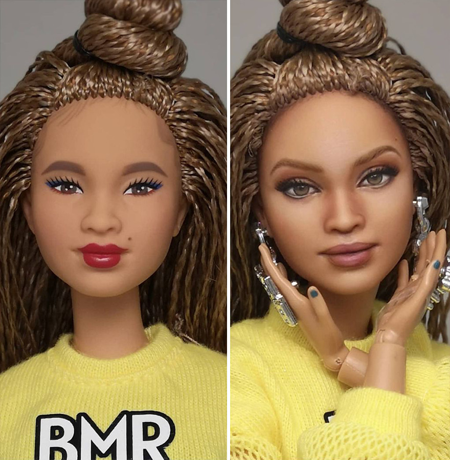 Artist Remakes The Dolls' Makeups To Make Them More Realistic