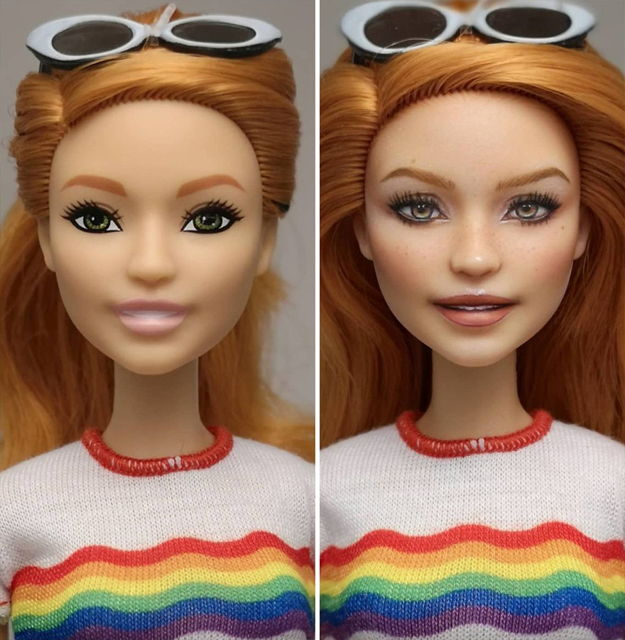 Artist Remakes The Dolls' Makeups To Make Them More Realistic