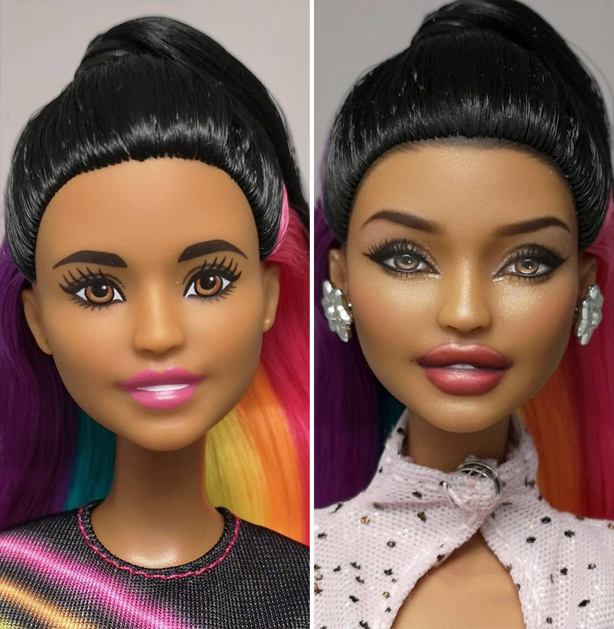 Artist Remakes The Dolls' Makeups To Make Them More Realistic