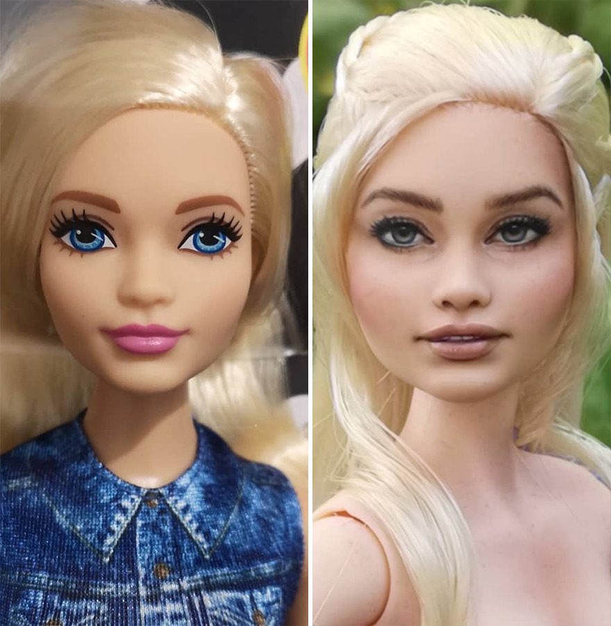 Artist Remakes The Dolls' Makeups To Make Them More Realistic