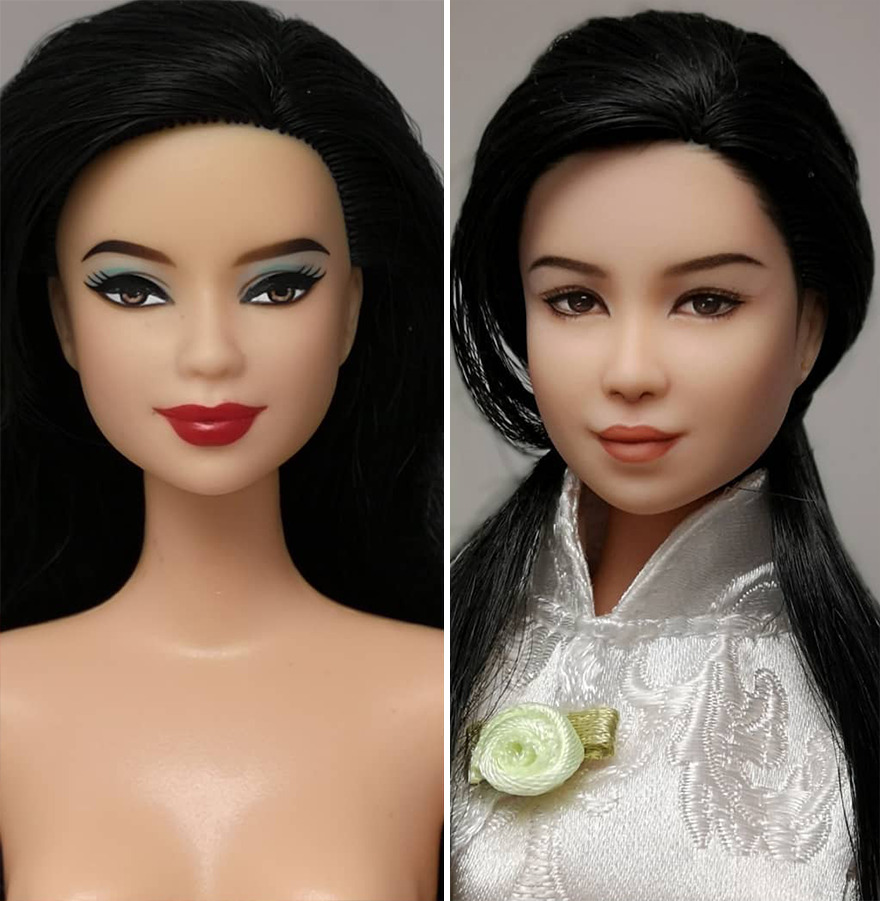 Artist Remakes The Dolls' Makeups To Make Them More Realistic