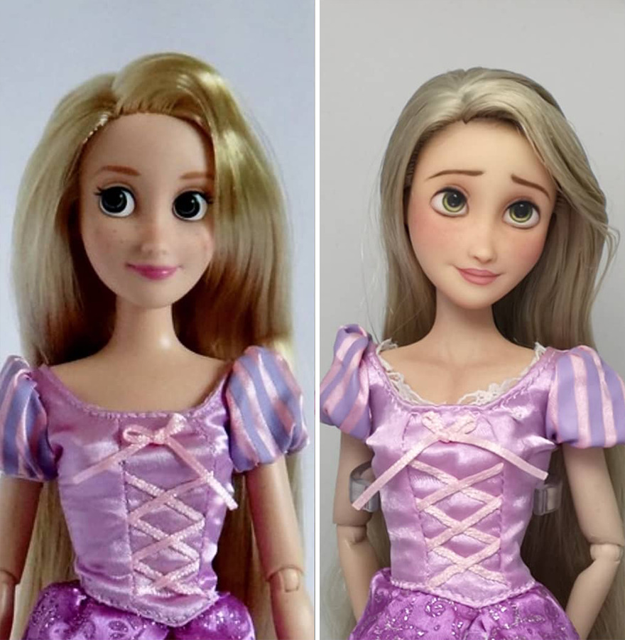 Artist Remakes The Dolls' Makeups To Make Them More Realistic
