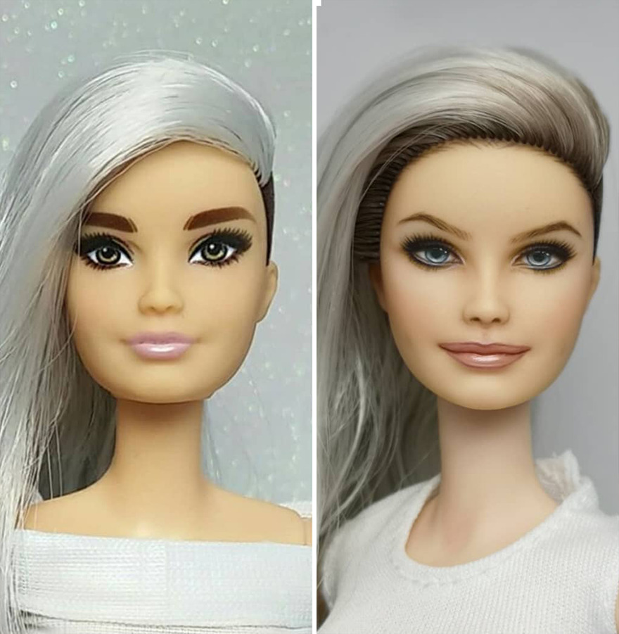 Artist Remakes The Dolls' Makeups To Make Them More Realistic