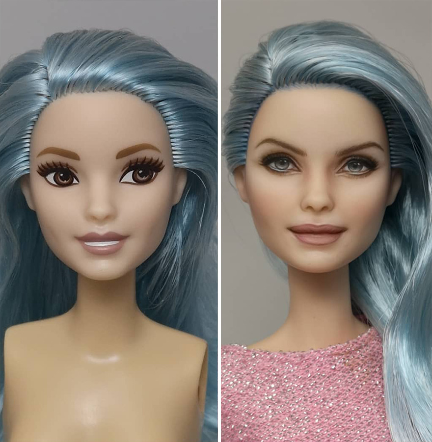 Artist Remakes The Dolls' Makeups To Make Them More Realistic