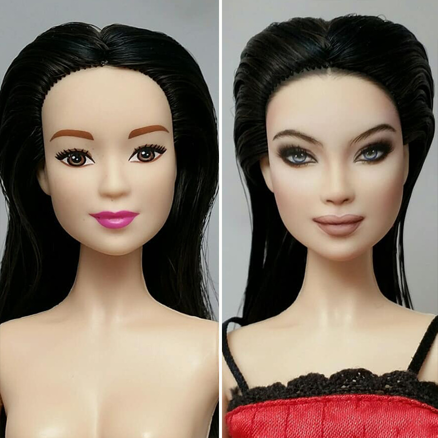 Artist Remakes The Dolls' Makeups To Make Them More Realistic