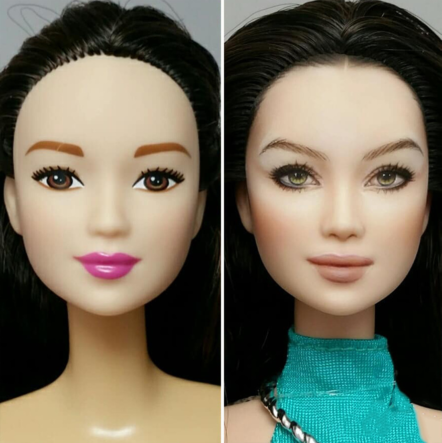Artist Remakes The Dolls' Makeups To Make Them More Realistic