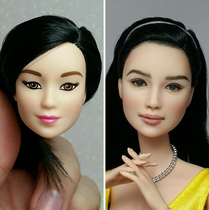 Artist Remakes The Dolls' Makeups To Make Them More Realistic