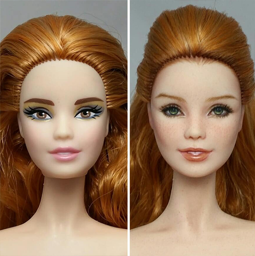 Artist Remakes The Dolls' Makeups To Make Them More Realistic
