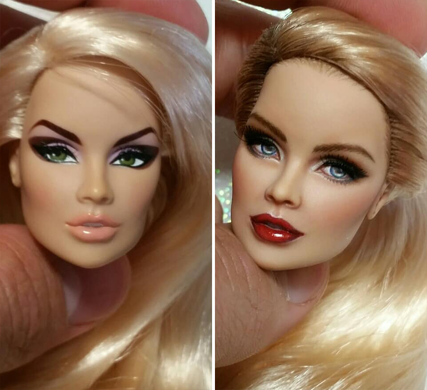 Artist Remakes The Dolls' Makeups To Make Them More Realistic