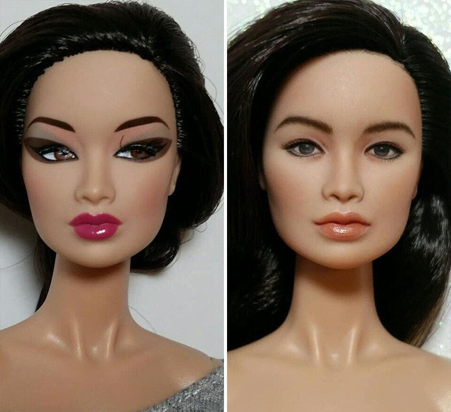 Artist Remakes The Dolls' Makeups To Make Them More Realistic