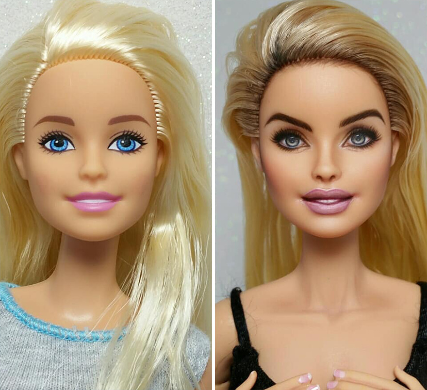 Artist Remakes The Dolls' Makeups To Make Them More Realistic