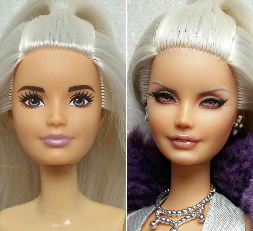 Artist Remakes The Dolls' Makeups To Make Them More Realistic