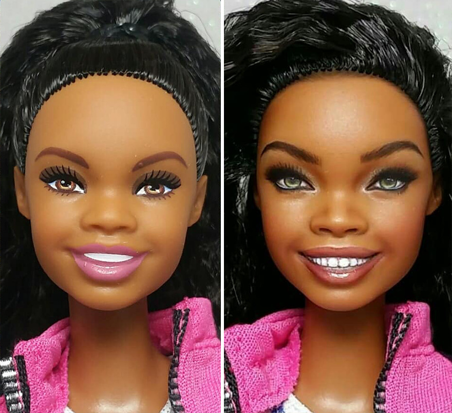 Artist Remakes The Dolls' Makeups To Make Them More Realistic