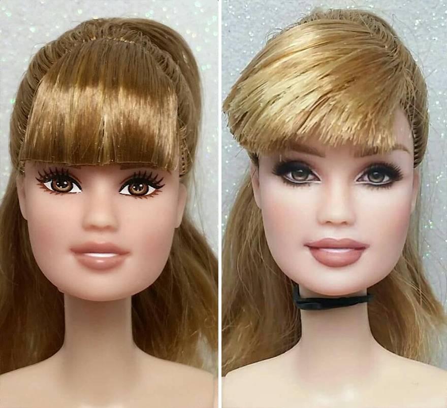 Artist Remakes The Dolls' Makeups To Make Them More Realistic